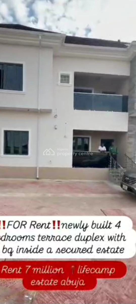 a Brand New 4-bedroom Terrace Duplex + 1bq, Lifecamp District ( Video of The House Is Attached), Life Camp, Abuja, Terraced Duplex for Rent