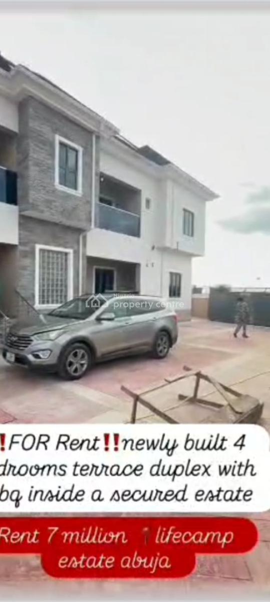 a Brand New 4-bedroom Terrace Duplex + 1bq, Lifecamp District ( Video of The House Is Attached), Life Camp, Abuja, Terraced Duplex for Rent
