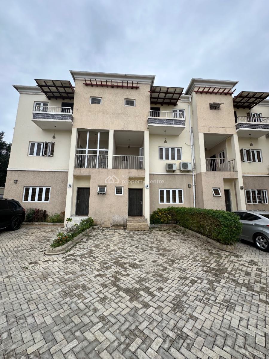 Partly Furnished 4 Bedroom Terrace Duplex with Bq, Inverter, Acs, Off Coza, Guzape District, Abuja, Terraced Duplex for Sale