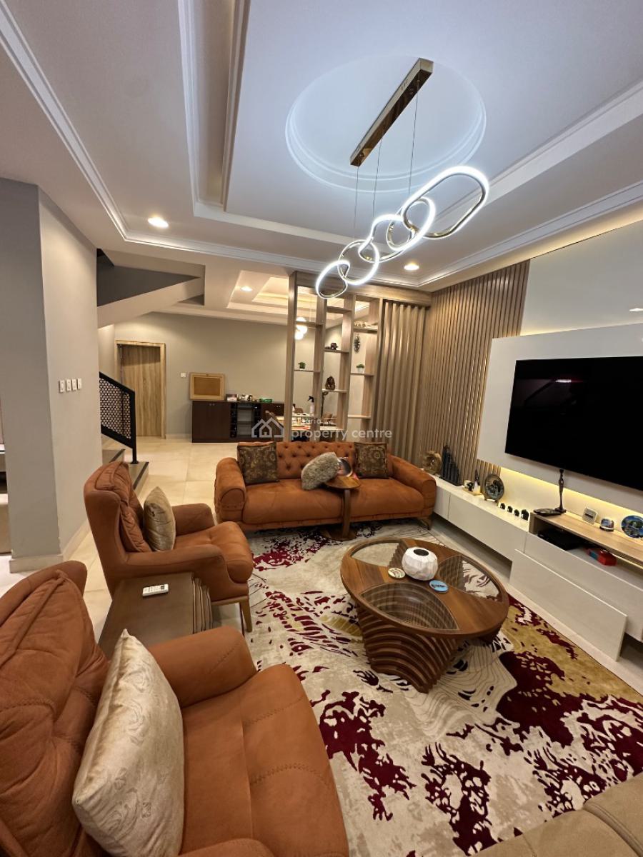 Partly Furnished 4 Bedroom Terrace Duplex with Bq, Inverter, Acs, Off Coza, Guzape District, Abuja, Terraced Duplex for Sale