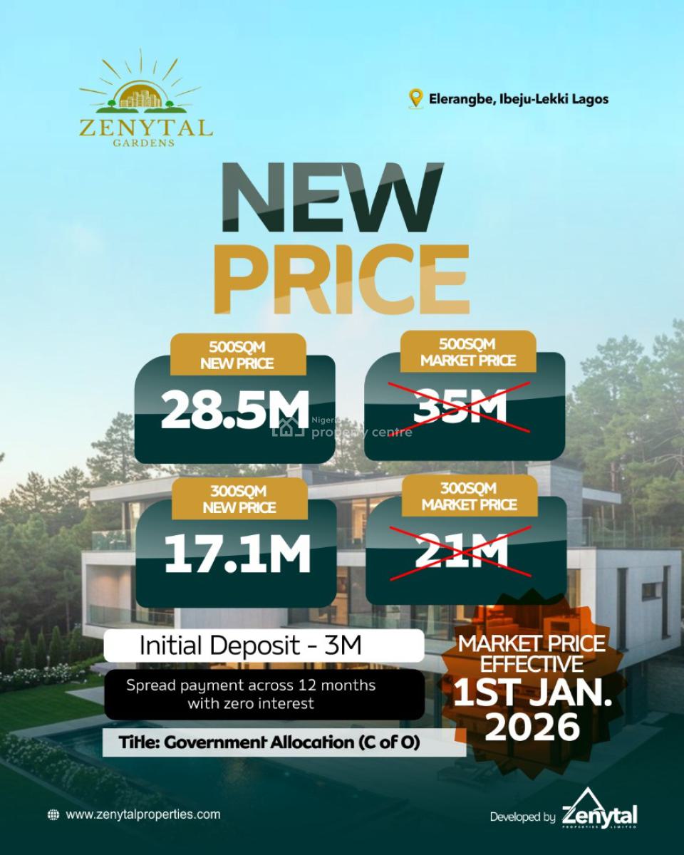 Land ( C of O), Zenytal Gardens, Beside The Popular Lekki Avana 2, Eleranigbe, Ibeju Lekki, Lagos, Residential Land for Sale