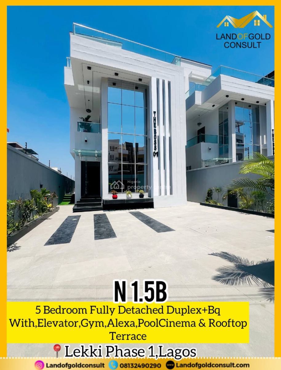 5 Bedroom Fully Detached Duplex+bq, Elevator, Alexa, Gym, Cinema& Pool, Lekki Phase 1, Lekki, Lagos, Detached Duplex for Sale