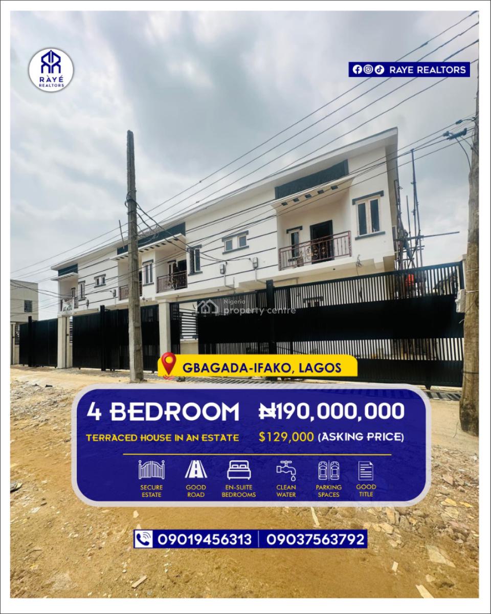 Affordable 4-bedroom Terrace Duplex in an Estate, Ideal for Family Living Or Rental Investment, Gbagada, Lagos, Terraced Duplex for Sale