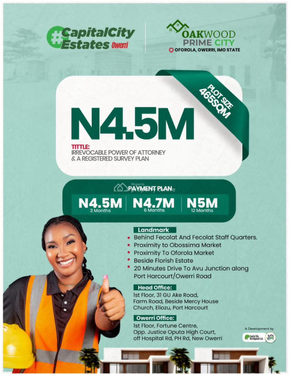 Land with Irrevocable Power of Attorney   Registered Survey, Oforola, Owerri West, Imo, Residential Land for Sale