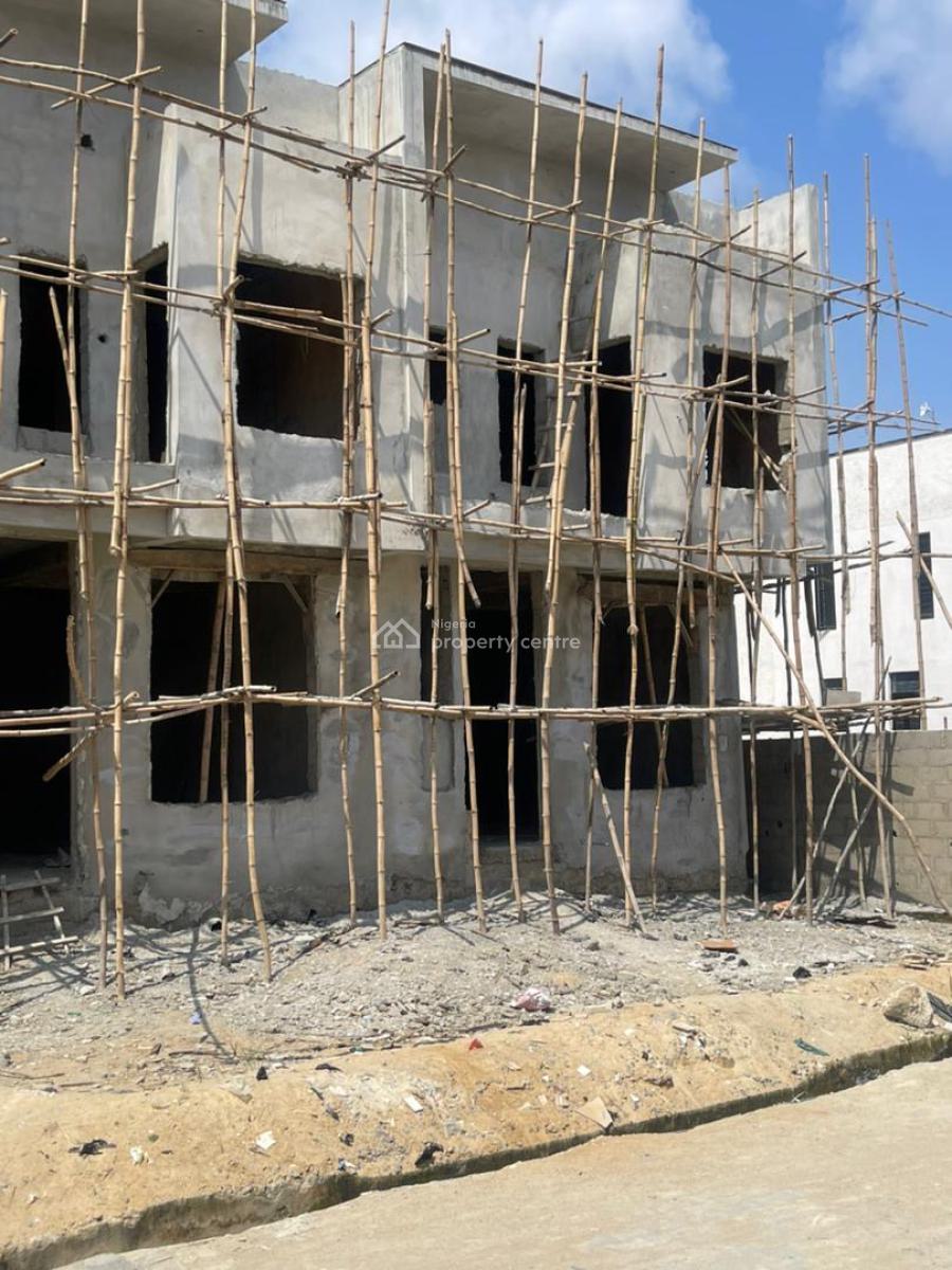 Carcass 4 Bedroom Terrace with a Bq, Ikota, Lekki, Lagos, Terraced Duplex for Sale