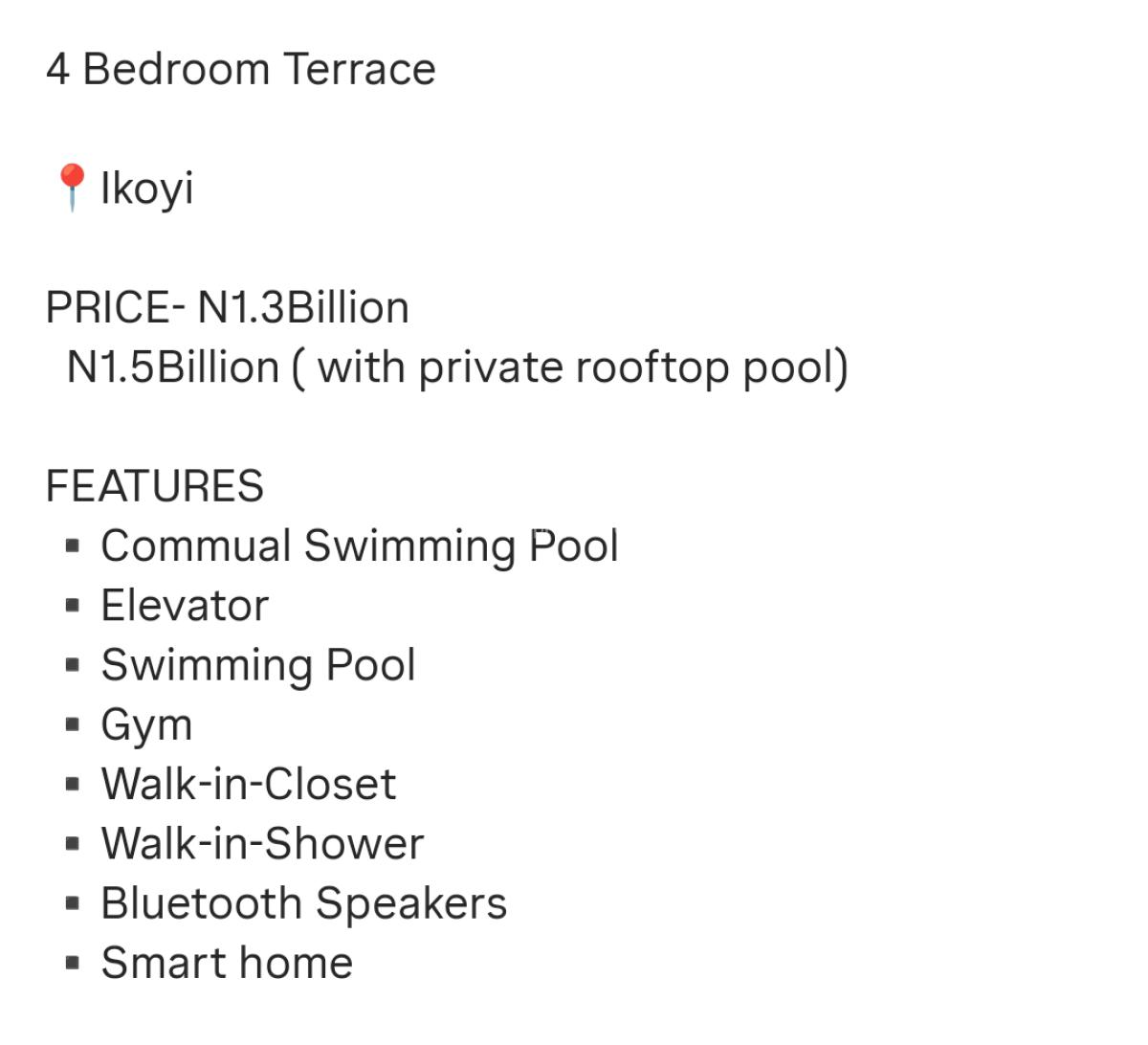 4 Bedroom Terrace Private Rooftop Pool, Elevator, Gym and Bq, Old Ikoyi, Ikoyi, Lagos, Terraced Duplex for Sale