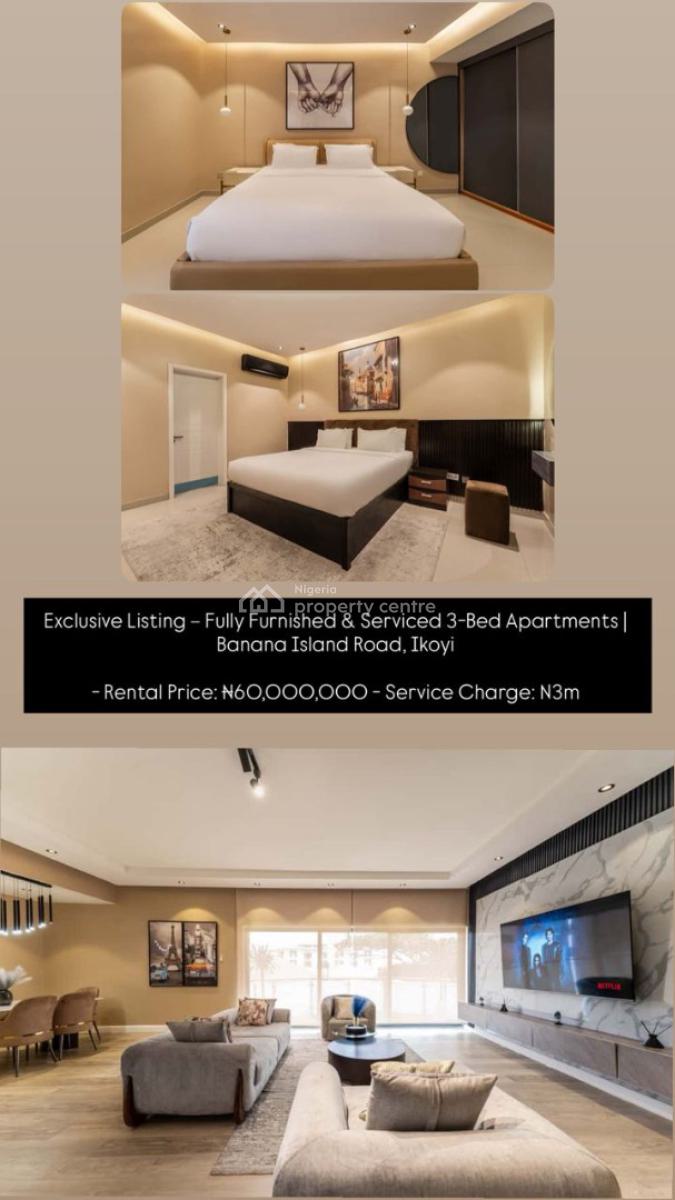 Elegant Fully Furnished 3-bedroom Serviced Apartments, Banana Island, Ikoyi, Lagos, Flat / Apartment for Rent