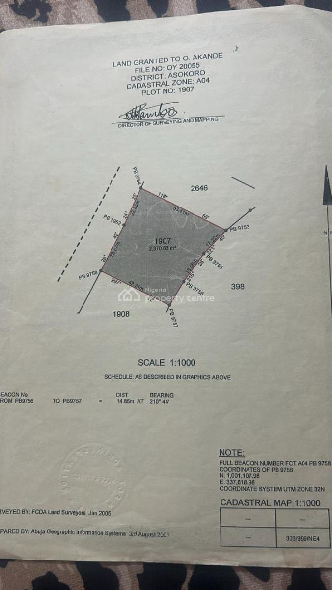 Plot of Land, Asokoro District, Abuja, Commercial Land for Sale