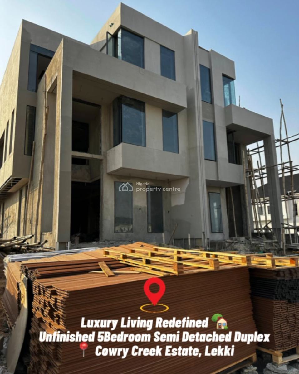 Unfinished 5bed and 1bq Semi Detached  Plastering   Windows   Pop, Ikate Elegushi, Lekki, Lagos, Semi-detached Duplex for Sale
