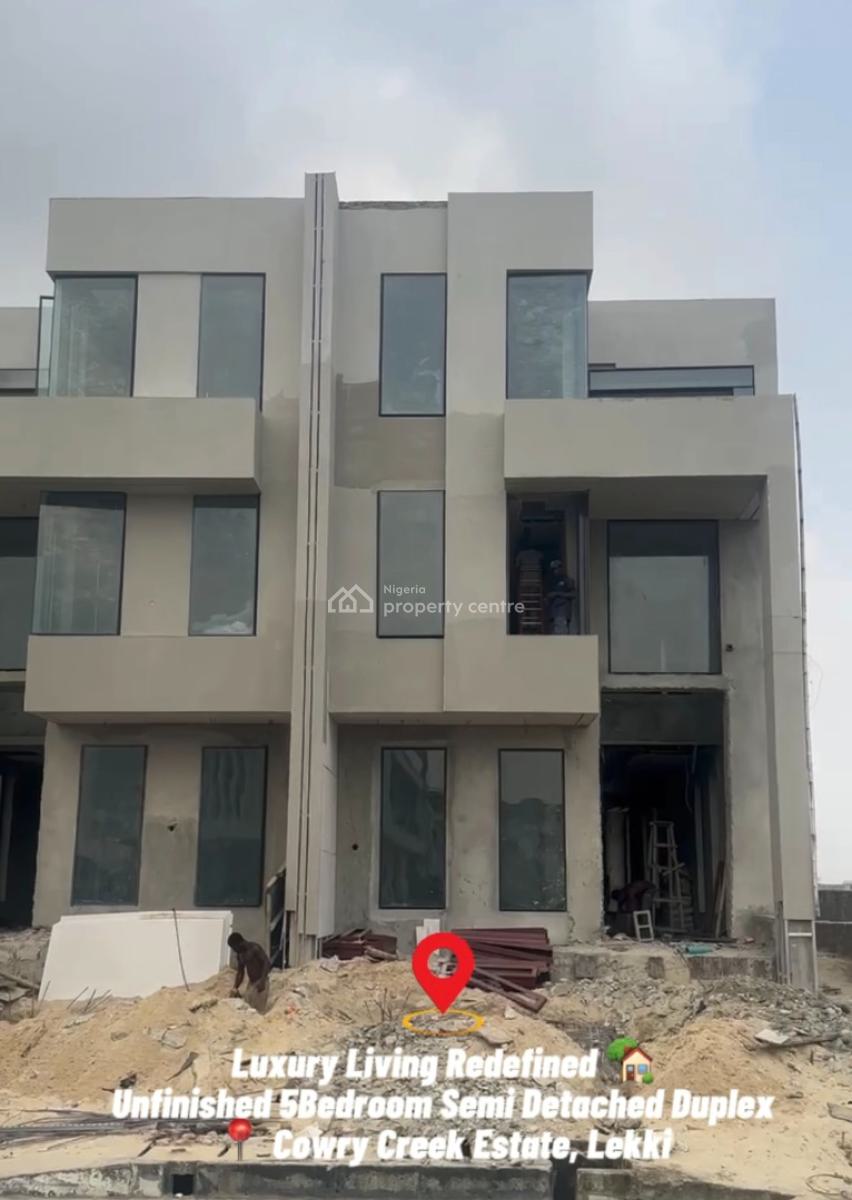 Unfinished 5bed and 1bq Semi Detached  Plastering   Windows   Pop, Ikate Elegushi, Lekki, Lagos, Semi-detached Duplex for Sale