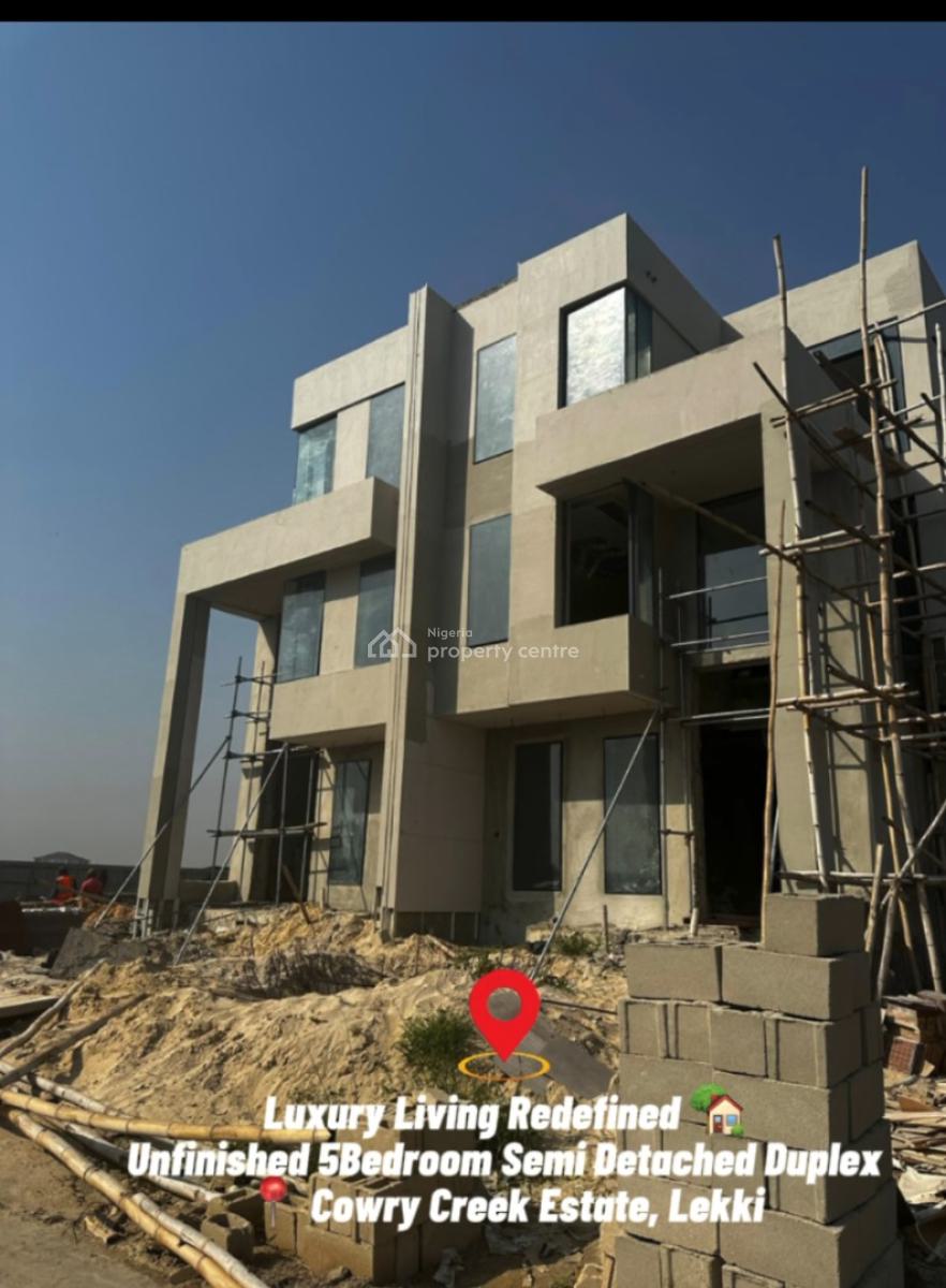Unfinished 5bed and 1bq Semi Detached  Plastering   Windows   Pop, Ikate Elegushi, Lekki, Lagos, Semi-detached Duplex for Sale