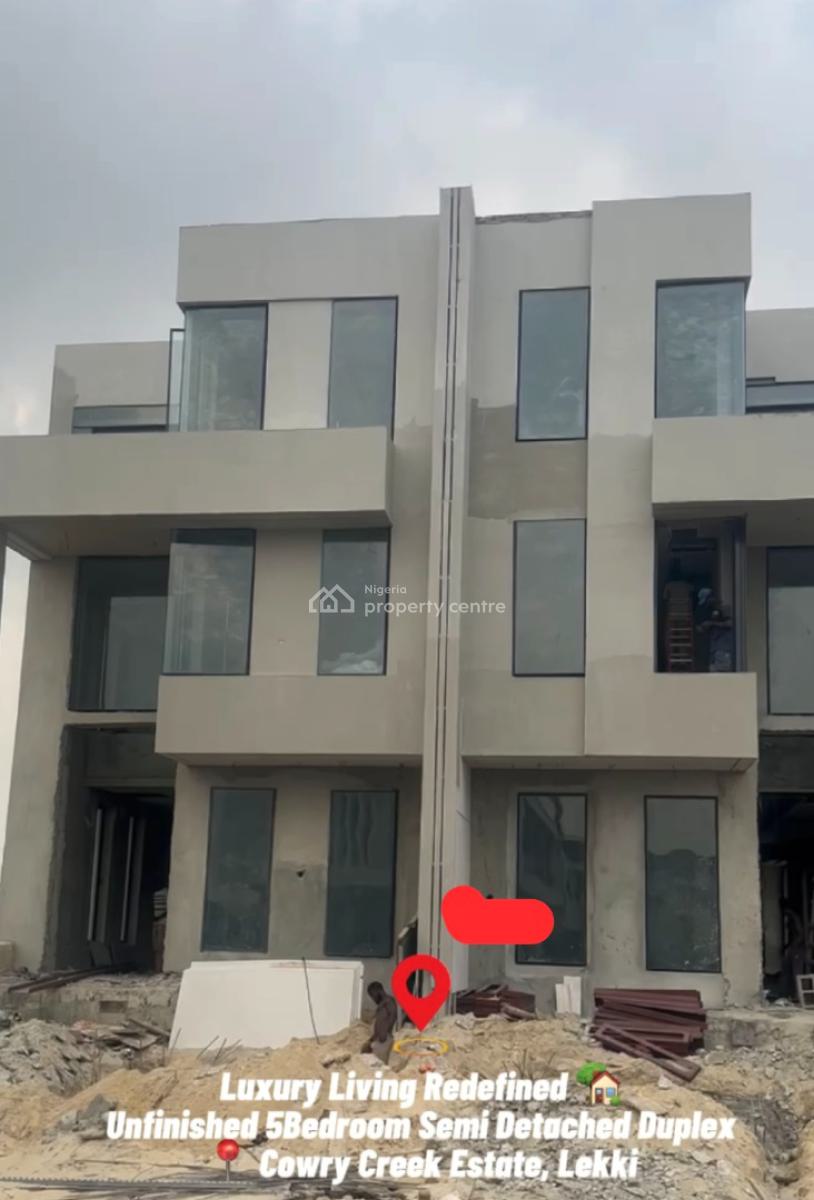 Unfinished 5bed and 1bq Semi Detached  Plastering   Windows   Pop, Ikate Elegushi, Lekki, Lagos, Semi-detached Duplex for Sale