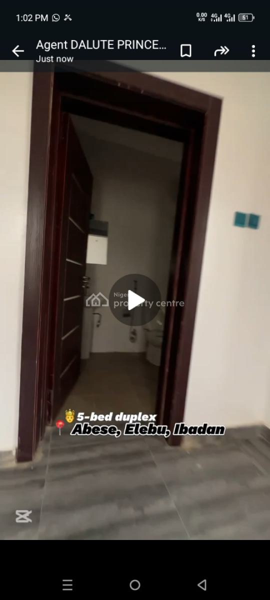 Standard 5 Bedroom Duplex at Abese Elebu Oluyole Extension Ibadan, Abese Elebu Oluyole Extension Ibadan, Oluyole, Oyo, Detached Duplex for Sale