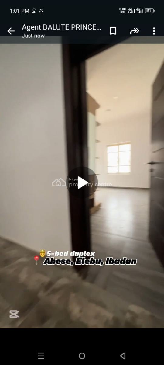 Standard 5 Bedroom Duplex at Abese Elebu Oluyole Extension Ibadan, Abese Elebu Oluyole Extension Ibadan, Oluyole, Oyo, Detached Duplex for Sale