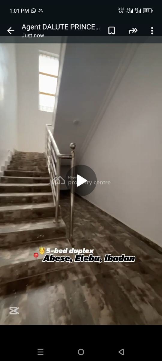 Standard 5 Bedroom Duplex at Abese Elebu Oluyole Extension Ibadan, Abese Elebu Oluyole Extension Ibadan, Oluyole, Oyo, Detached Duplex for Sale