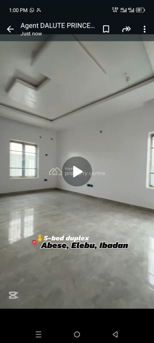 Standard 5 Bedroom Duplex at Abese Elebu Oluyole Extension Ibadan, Abese Elebu Oluyole Extension Ibadan, Oluyole, Oyo, Detached Duplex for Sale