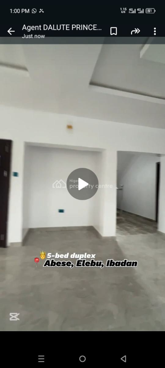 Standard 5 Bedroom Duplex at Abese Elebu Oluyole Extension Ibadan, Abese Elebu Oluyole Extension Ibadan, Oluyole, Oyo, Detached Duplex for Sale