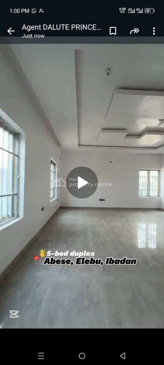 Standard 5 Bedroom Duplex at Abese Elebu Oluyole Extension Ibadan, Abese Elebu Oluyole Extension Ibadan, Oluyole, Oyo, Detached Duplex for Sale