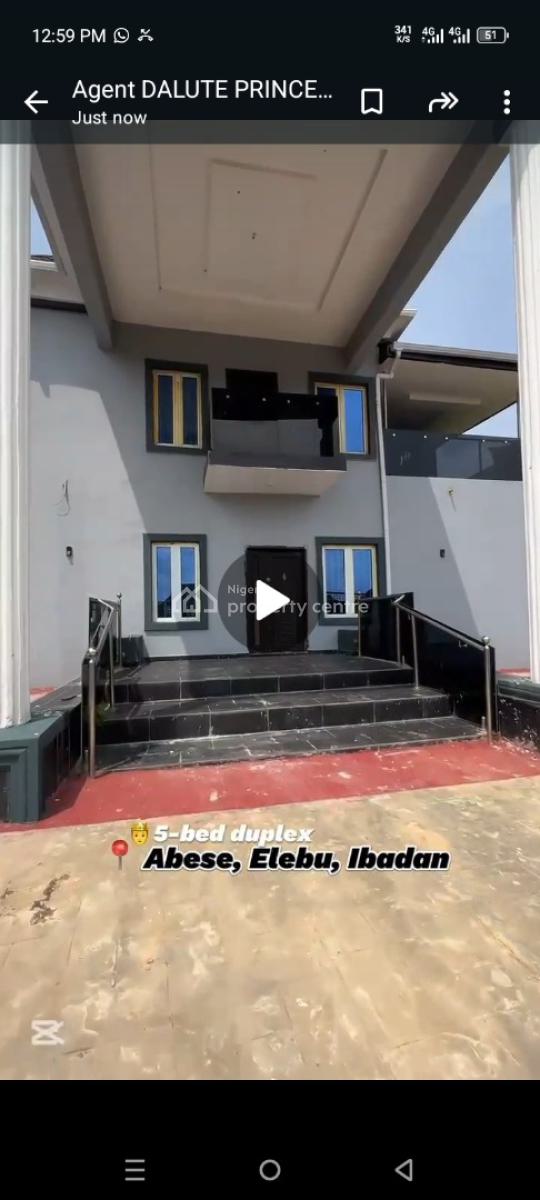 Standard 5 Bedroom Duplex at Abese Elebu Oluyole Extension Ibadan, Abese Elebu Oluyole Extension Ibadan, Oluyole, Oyo, Detached Duplex for Sale