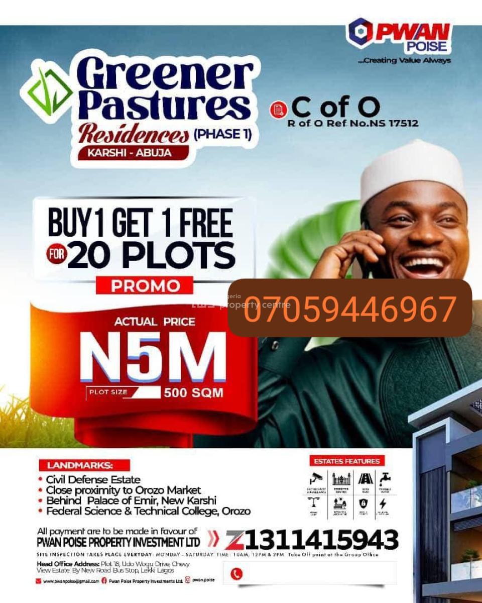 Buy One Plot of C of O Land and Get One Free in Karshi, Closet to Orozo Market, Karshi, Nasarawa, Mixed-use Land for Sale