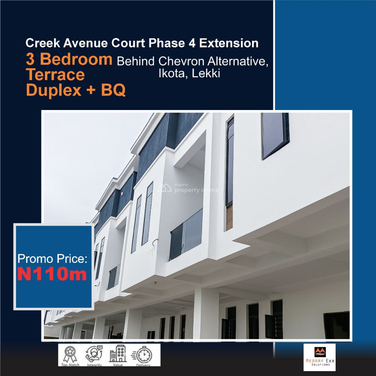 3 Bedroom Terrace Duplex, Creek Avenue Court,ikota, Ikota, Lekki, Lagos, House for Sale