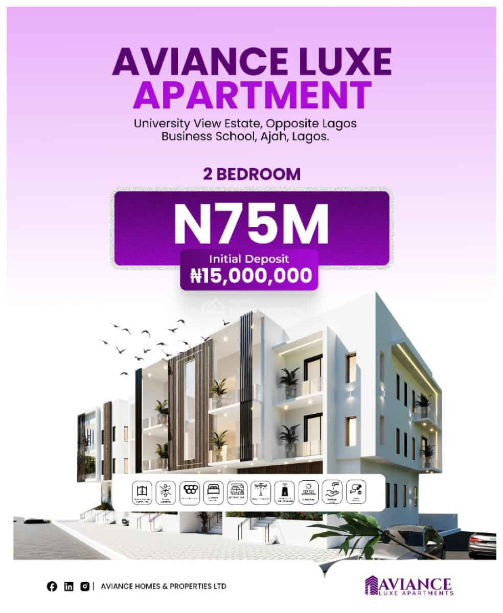 Luxury 2 Bedroom Apartment, University View Estate, Ajah, Lagos, Flat / Apartment for Sale