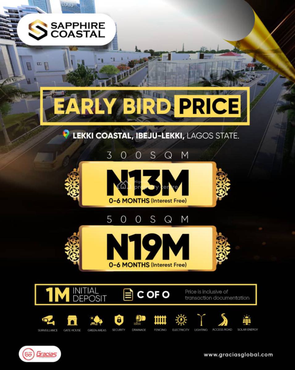 Land with C of O at Sapphire Coastal Estate, Coastal Road Ibeju Lekki Lagos, Ibeju Lekki, Lagos, Residential Land for Sale