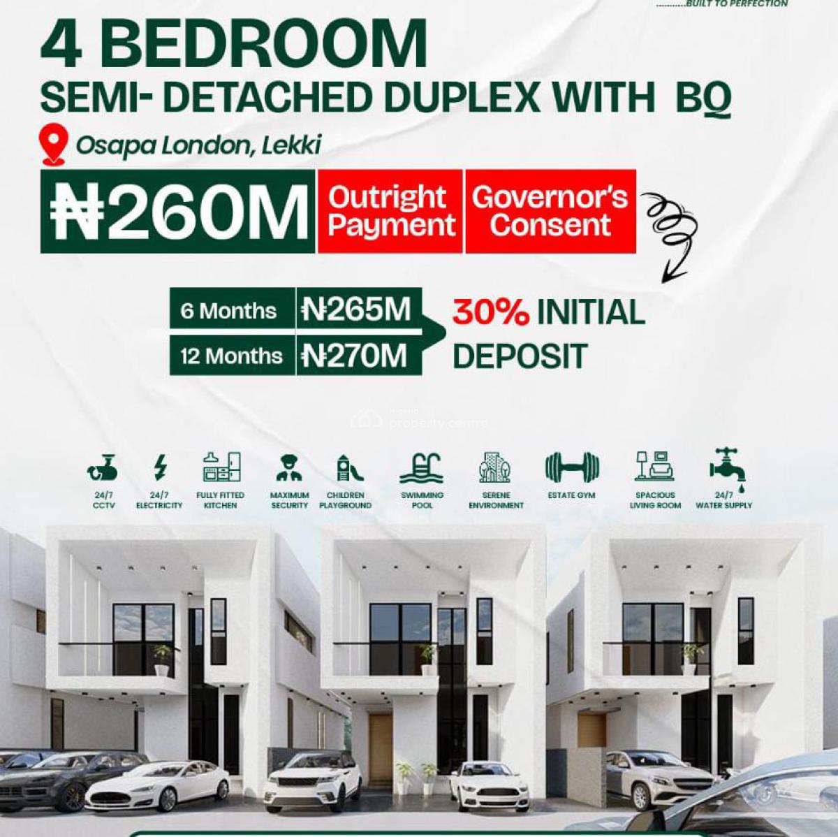 Luxury 4 Bedroom Semi-detached Duplex, Osapa London, Lekki, Lagos, Semi-detached Duplex for Sale