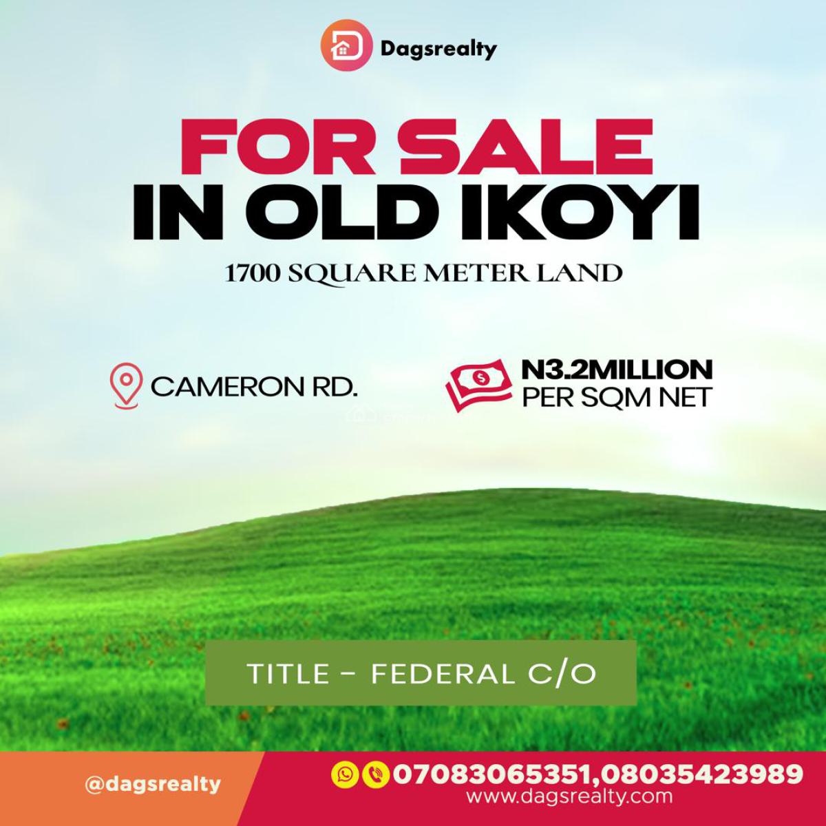 Strategic Mixed Use Plot of Land, Cameron Road, Old Ikoyi, Ikoyi, Lagos, Mixed-use Land for Sale