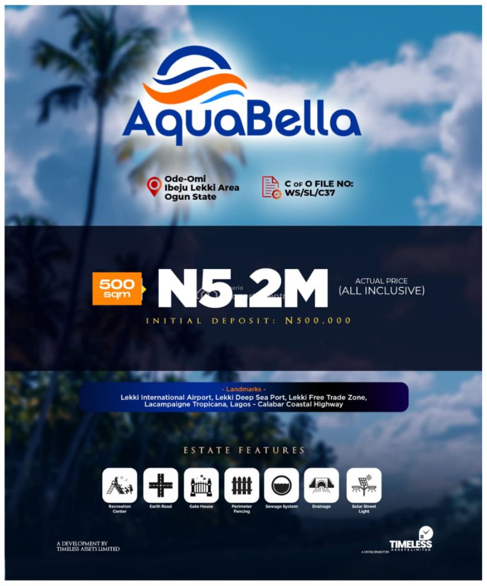 Plots of Land, Aquabella Estate, Ode Omi, Ibeju Lekki, Lagos, Residential Land for Sale