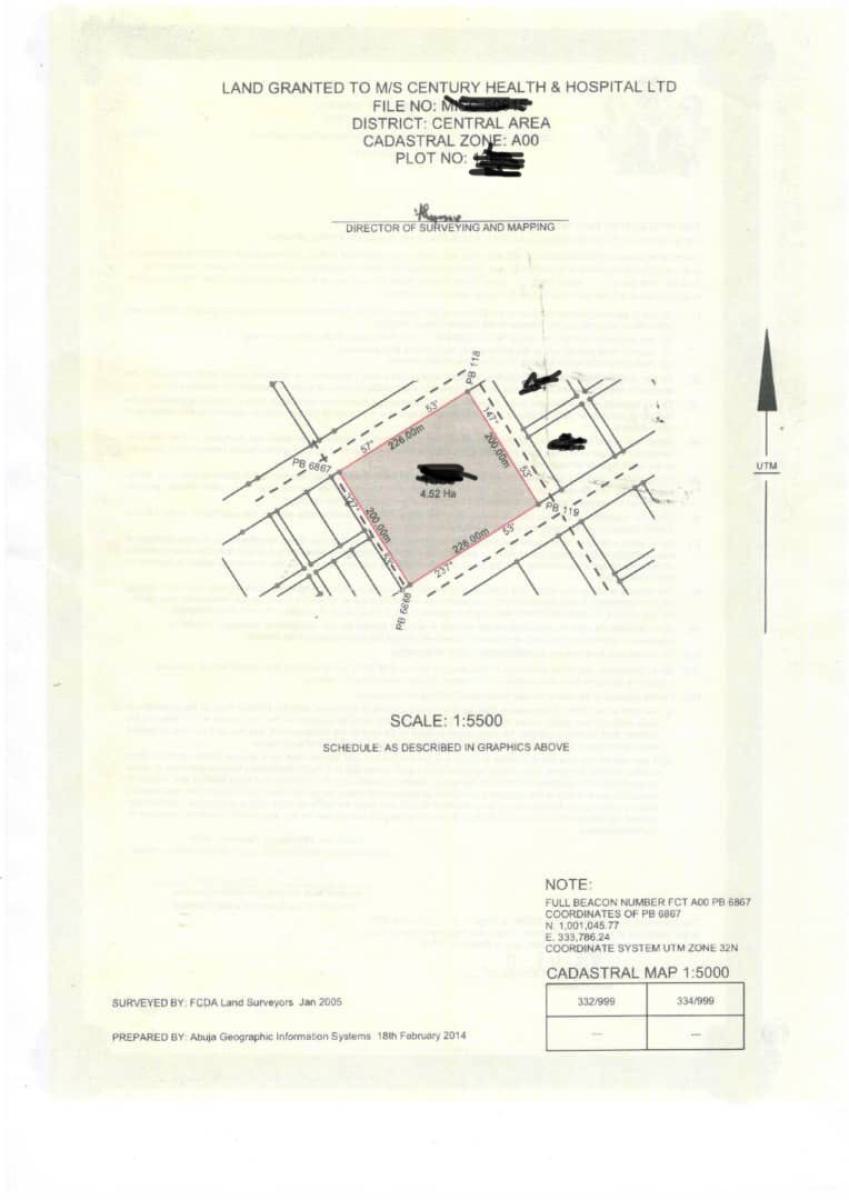 4.5 Hectares Land, Opposite Cedi Plaza, Central Business District, Abuja, Commercial Land for Sale