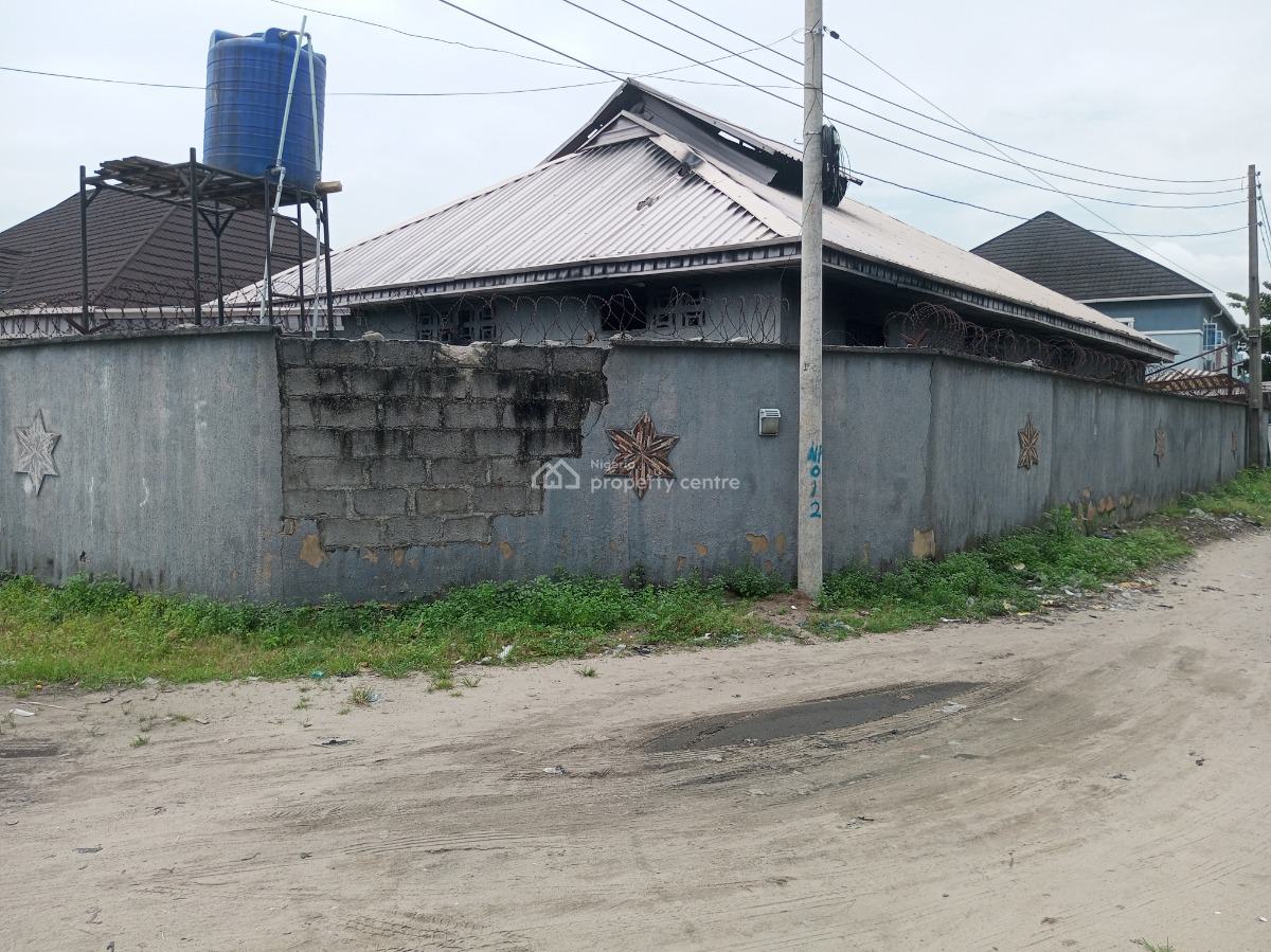 Fenced Cornerpiece Land  with Bungalow in Developed Location, Ogombo, Ajah, Lagos, Land for Sale