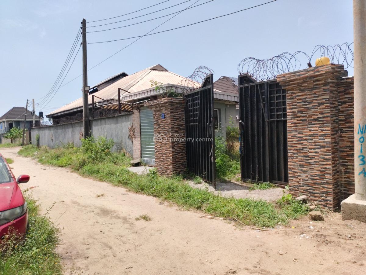 Fenced Cornerpiece Land  with Bungalow in Developed Location, Ogombo, Ajah, Lagos, Residential Land for Sale