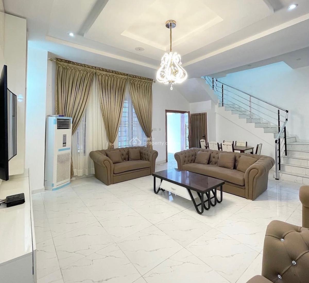 Partial Furnished 4 Bedroom Terrace Duplex with Bq, Chevron By Ram, Lekki, Lagos, Terraced Duplex for Rent