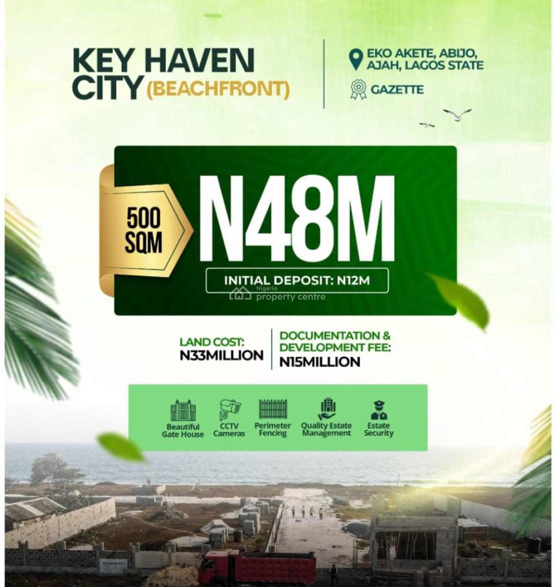 Beachfront Properties Ready for Buy and Build, Key Haven Estate Located 30min Drive to Novare Shopping Mall Shoprite, Abijo, Lekki, Lagos, Residential Land for Sale
