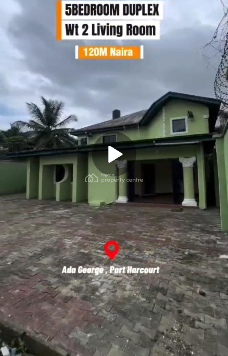 5 Bedrooms Detached Duplex on Tarred Street, Ada George, Off Shell Location Road, Mgbuoba, Port Harcourt, Rivers, Detached Duplex for Sale