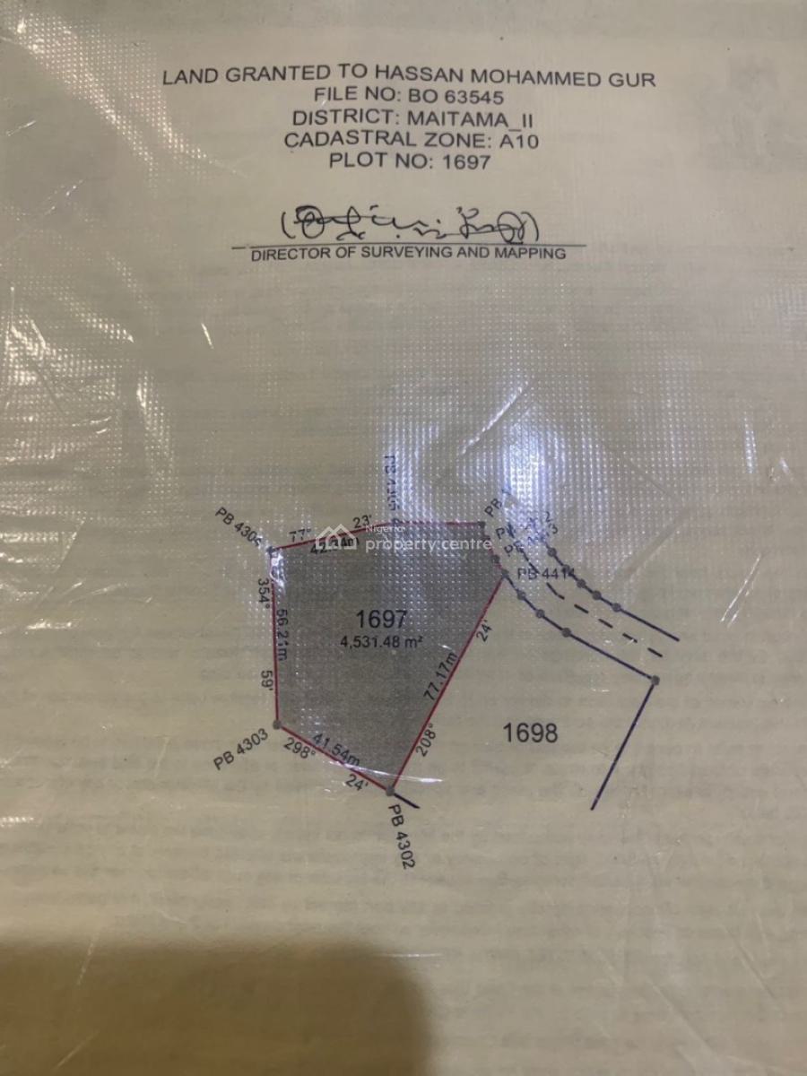 Plot of Land, Maitama 2, Maitama District, Abuja, Residential Land for Sale