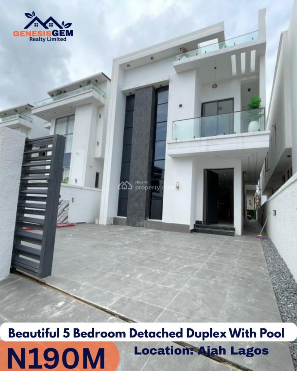 5 Bedroom Fully Detached with Bq and Swimming Pool, Ajah Lekki, Lekki, Lagos, Flat / Apartment for Sale