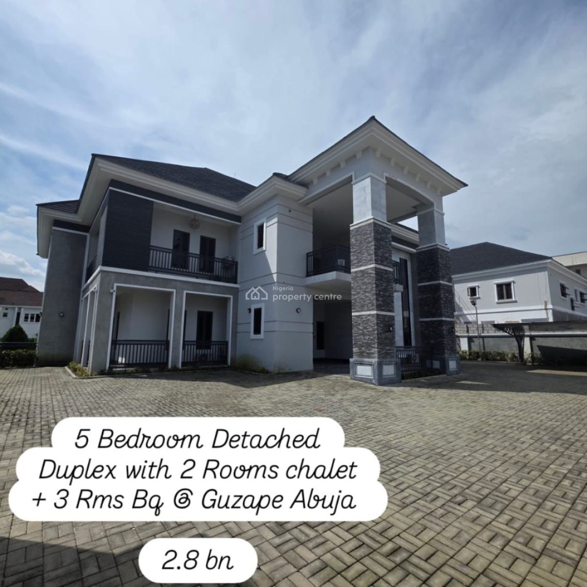 Five Bedroom Detached Duplex with Two Rooms Chalet with 3 Rooms Bq, Guzape District, Abuja, Detached Duplex for Sale