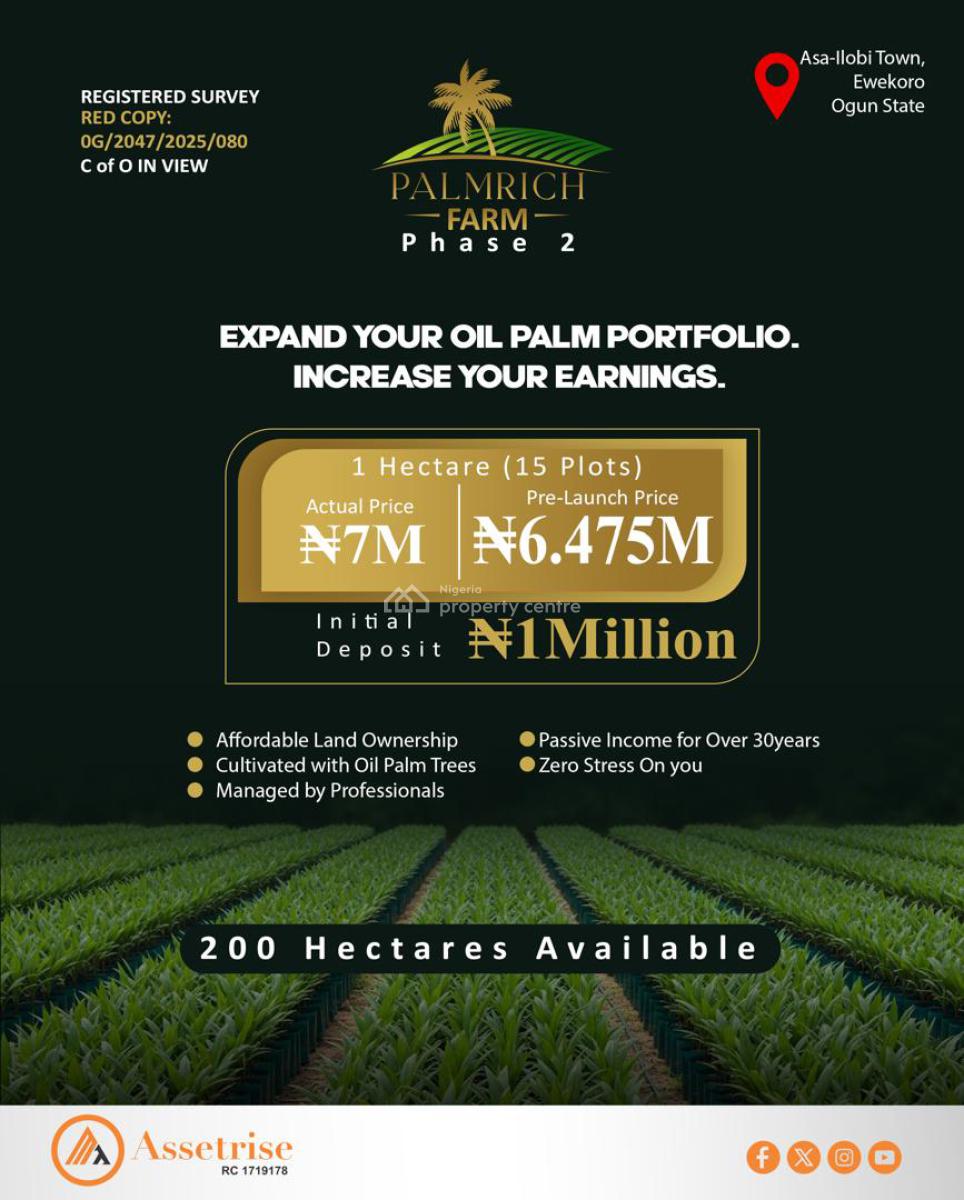 Palmrich Farm Phase 2, Aso Ilobi Road, Ewekoro, Ogun, Land for Sale