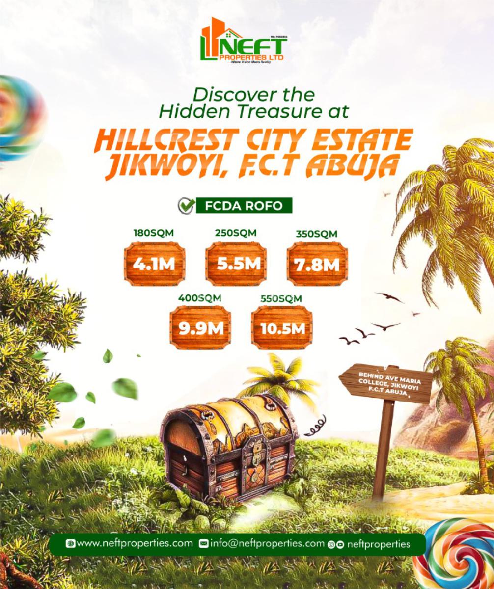 180sqm, 250sqm, 350sqm, 400sqm, 550sqm, Hillcrest City Estate, Jikwoyi, Abuja, Residential Land for Sale