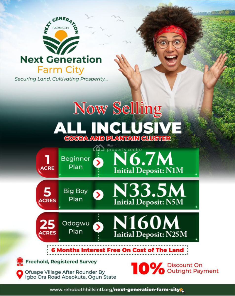 Your Cocoa, Banana and Plantain Farm, Next Generation Farm City, Ofuape Village, Abeokuta North, Ogun, Commercial Land for Sale