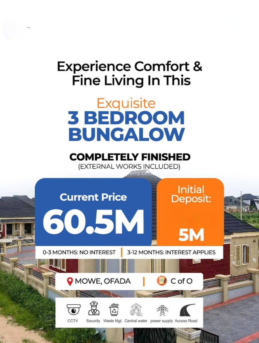 Spacious 3 Bedroom All Ensuite Bungalow, Blue Stone Estate, Mowe Ofada, Ogun, Detached Bungalow for Sale