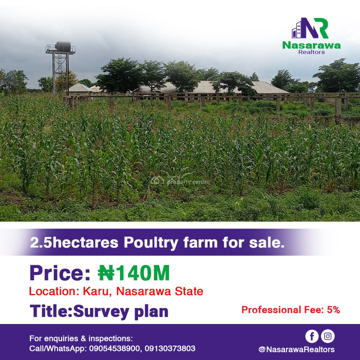2.5 Hectares Poultry Farm Is Available, Gora, Karu, Nasarawa, Industrial Land for Sale