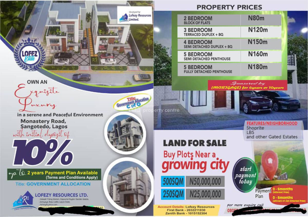 Dry Plots of Land at Monastery Road Behind Shoprite Mall Sangotedo, Along Shoprite Mall Sangotedo, Ajah, Sangotedo, Ajah, Lagos, Land for Sale
