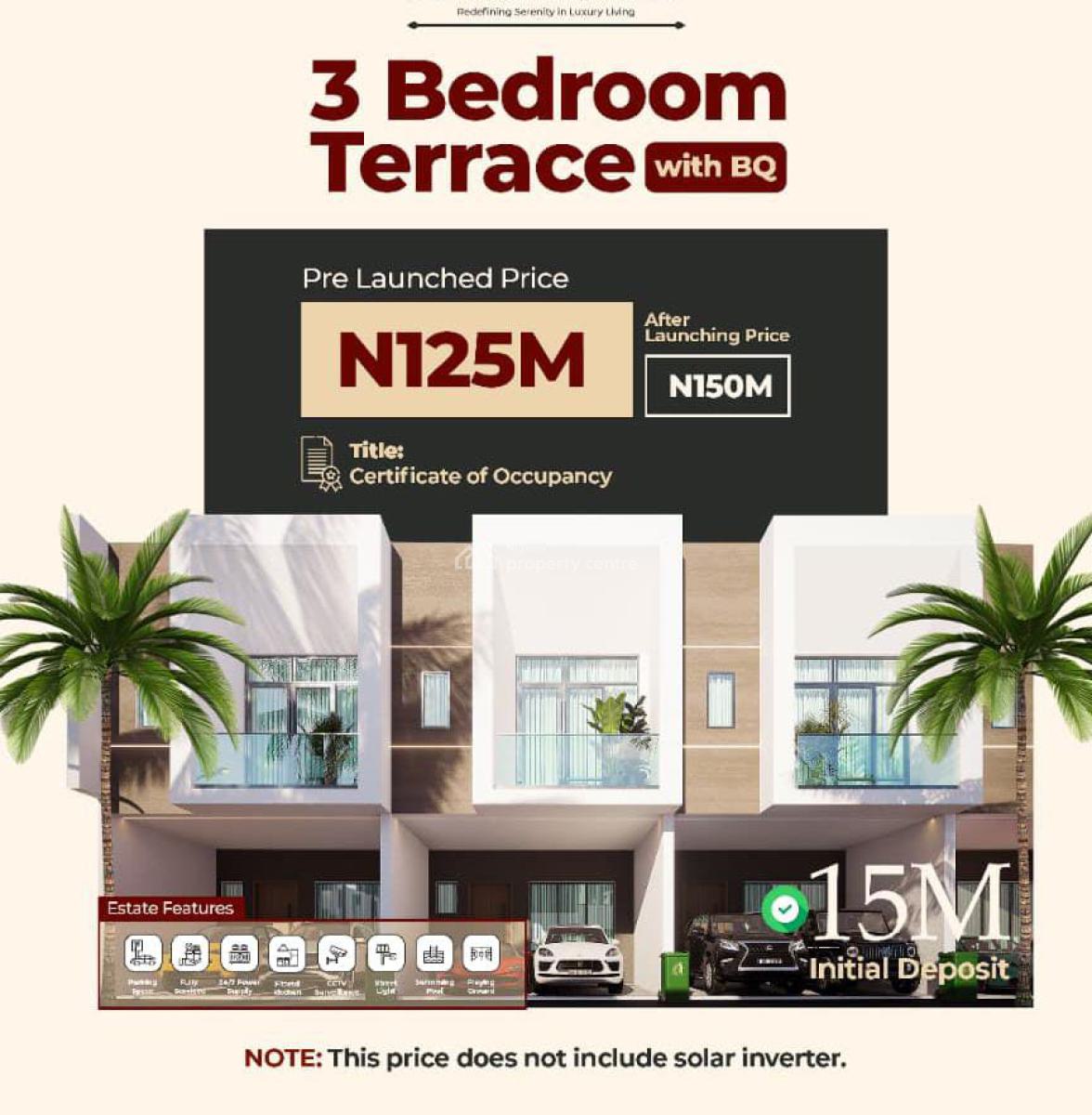 3 Bedroom Terrace Duplex with Bq and Solar Inverter Power, Landview Residences, Ajayi Apata, Sangotedo, Ajah, Lagos, Terraced Duplex for Sale