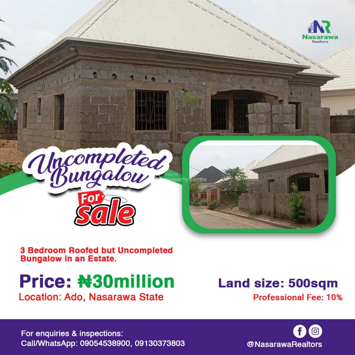 3 Bedroom Bungalow, Ado, Karu, Nasarawa, Detached Bungalow for Sale