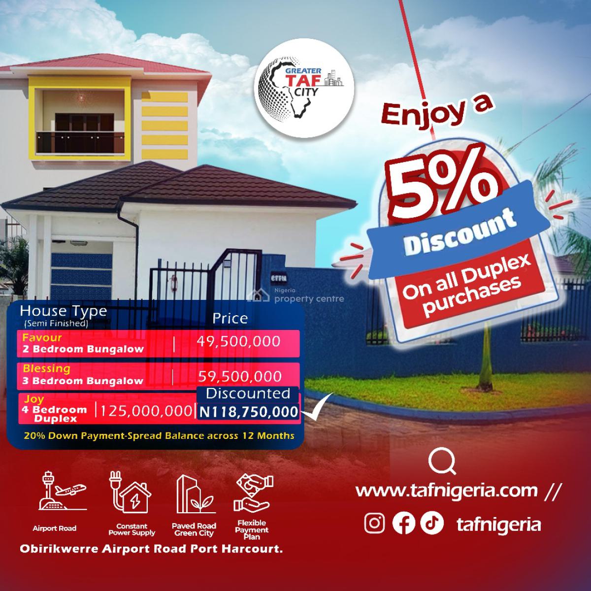 Luxury 4 Bedroom Duplex (carcass), Obirikwere Road, Off Port Harcourt International Airport Road, Obio-akpor, Rivers, Terraced Duplex for Sale