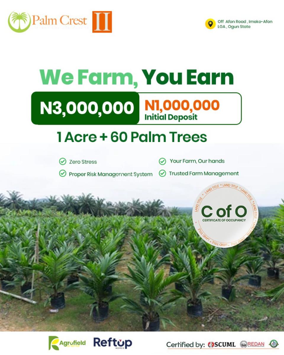 Palm Trees Farm Land Investment, Imeko Afon, Ogun, Commercial Land for Sale