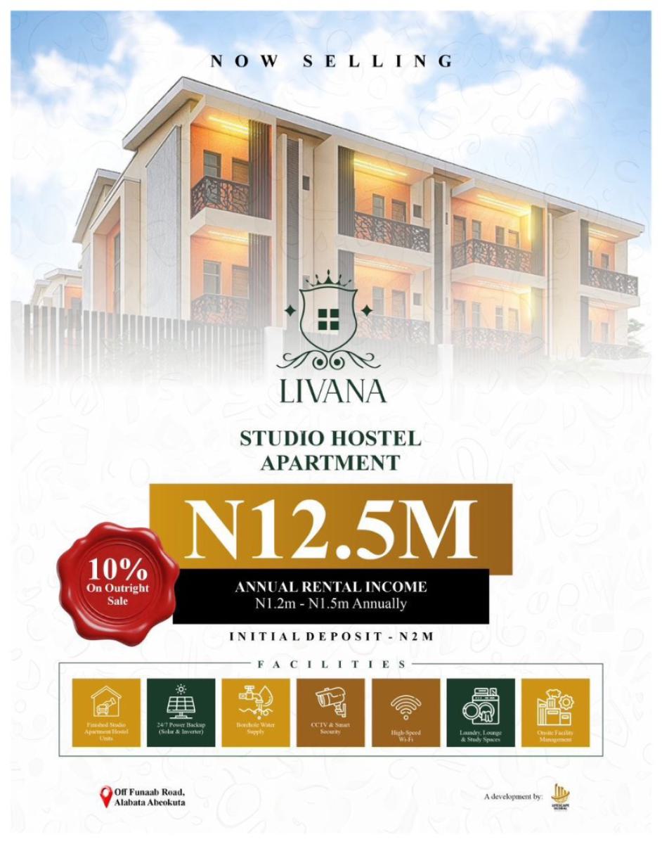 Livana Hostel Apartments, 2mins From Funaab, Odeda, Ogun, Self Contain (single Rooms) for Sale